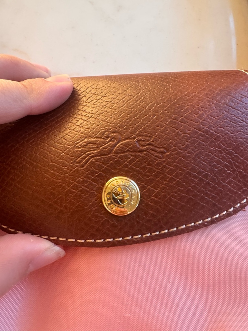 Longchamp Light Pink Tote with Brown Leather Trim - Picture 2 of 4